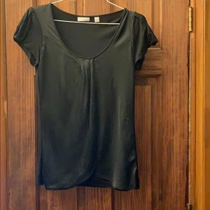 Short sleeve blouse with pleated front